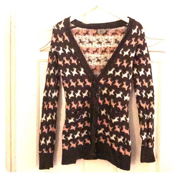 Xs Anthropologie Scottie Dog Cardigan 